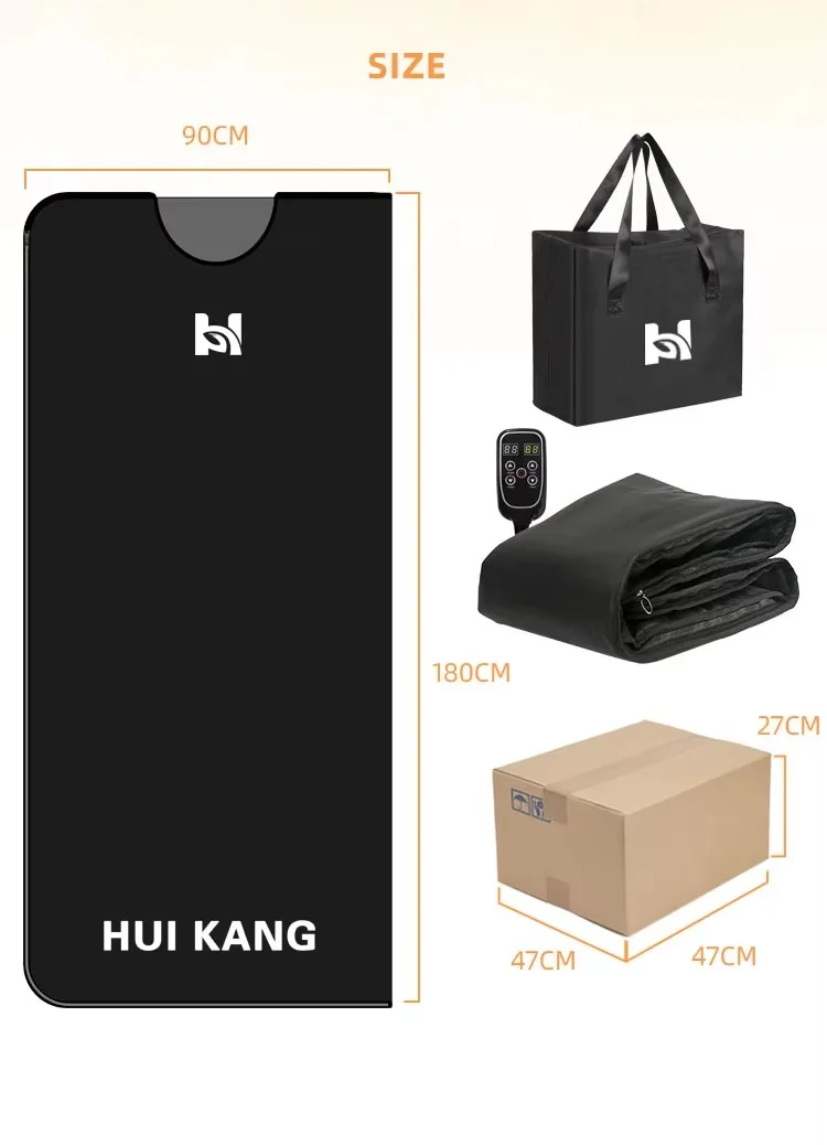 Portable Far Infrared Sauna Blanket with 1 Year Warranty 180x180cm Size and 110-240V Voltage for Home Use
