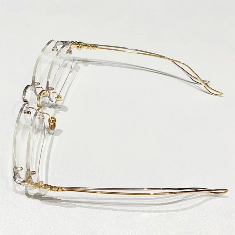 Small Rectangular Frame Anti Blue Light Photochromic Reading Glasses Women Mental Vintage Rimless Eye Protection Spectacles