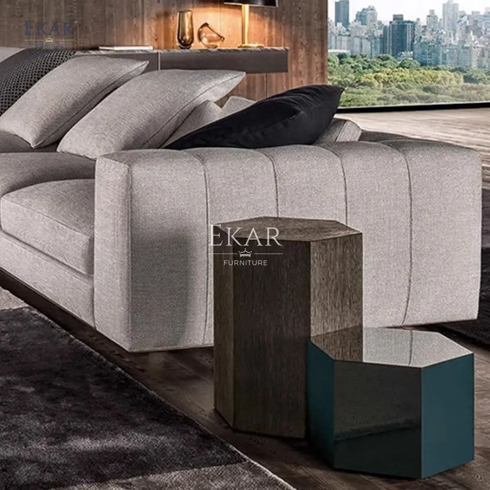 product modern elegant coffee tables set hexagonal high gloss gray solid wood multi layer design for living room and bedroom use-64