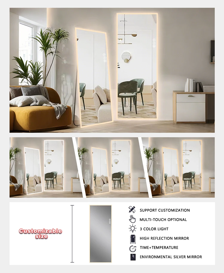 product led rectangle creative floor mirror full body modern large size makeup mirror bathroom led full length mirror-7