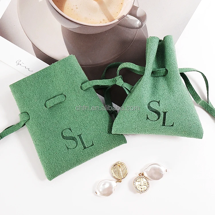 Customize Microfiber Fabric Envelop Small Luxury Jewelry Packaging Pouch Microfiber Bag With Enbossed