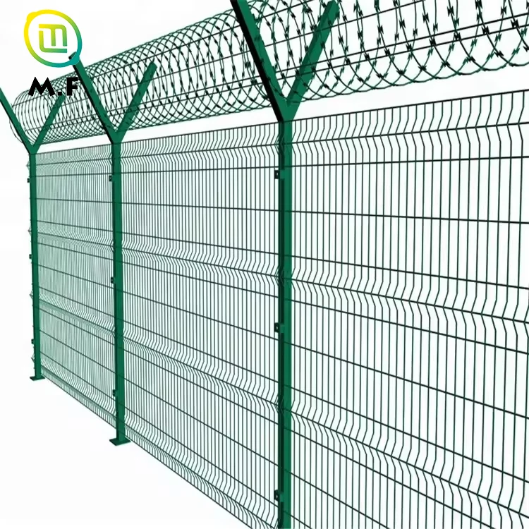 3D Curved Fence Hot Dipped Galvanized Welded Wire Mesh Fence Panel With Peach Fence Post