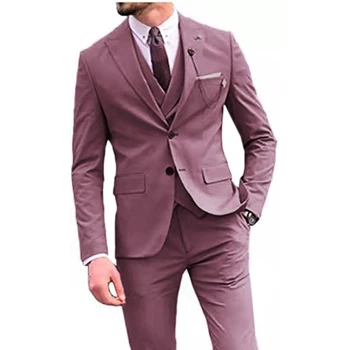 Advanced Customization purple single breasted 3 pieces business wedding men's suits & blazer