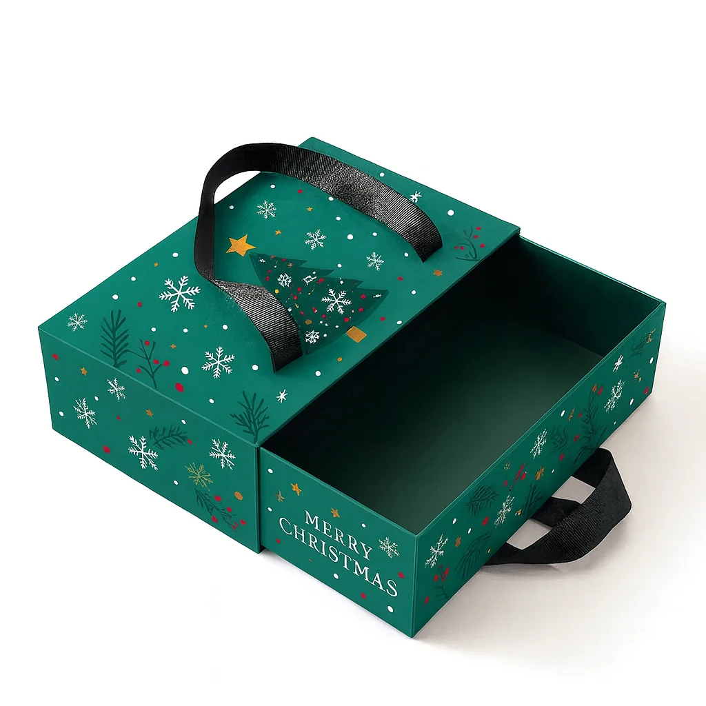 Custom Logo Rigid Cardboard Hair Wigs Packaging Drawer Sliding Paper Gift Boxes With Ribbon Handle