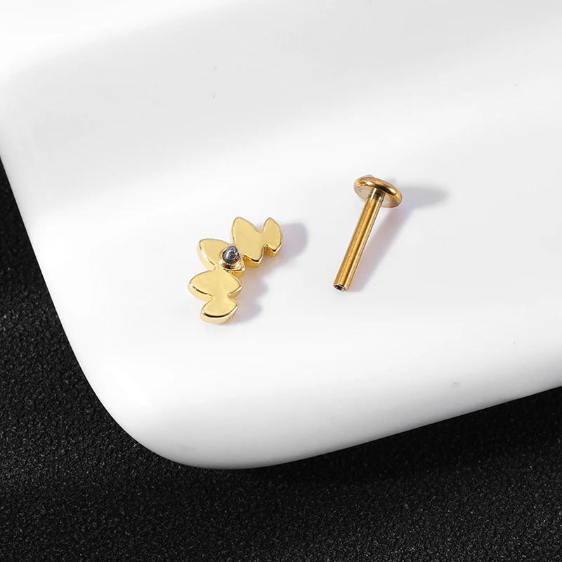 POENNIS 18K Gold Plated Helix Pierced Thread Earring Stud  Women Piercing Jewelry with Chain Link Rook Piercing Earrings