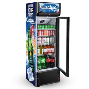 Small Capacity 358L Stainless Steel Portable Upright Single Door Cold Beverage Cooler Drink Display Cabinet Showcase for Use