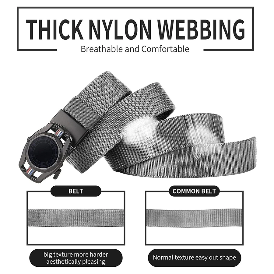 Lightweight Sports Training Wear-resistant Ratchet Belt Adjustable Men Nylon Web Golf Belt Casual Work Tactical Belts
