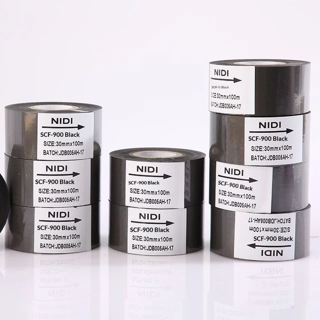 Imported SCF900 Coding Machine Carbon Ribbon 25mm/30mm/35mm*100m High-Temperature Abrasion-Resistant Heat Transfer Packaging