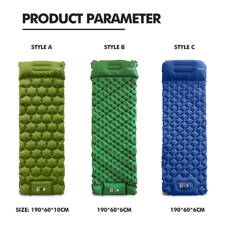 Kinggear Wholesale Outdoor Inflatable Camping Mat Foot Pump Camping Pad