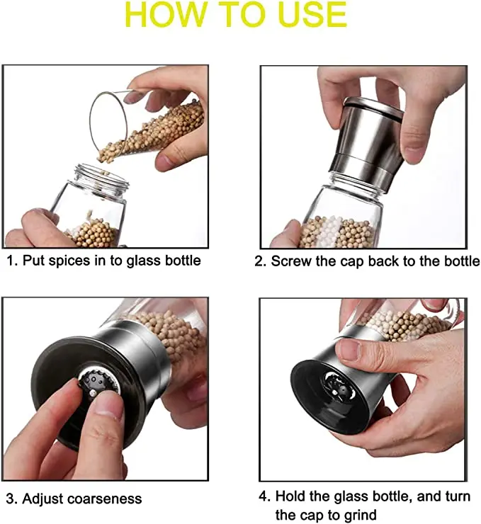 Amazon Hot Sale Grinding Mechanism Salt Mill Refillable Pepper Mill