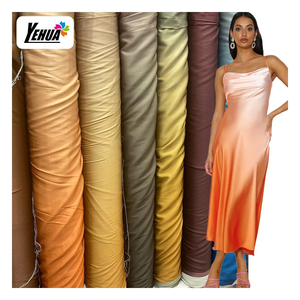 Wholesale Shaoxing Factory Digital Printing Cheap Price 100% Polyester Brown Color Armany Silk Satin Fabric