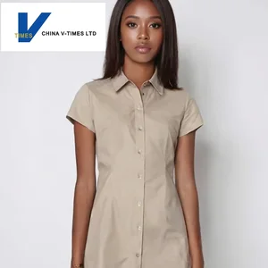 Summer Shirt Dress for Petite Figures Elegant Single-Breasted Turn-Down Collar Waist-Cinching Slimming Washable