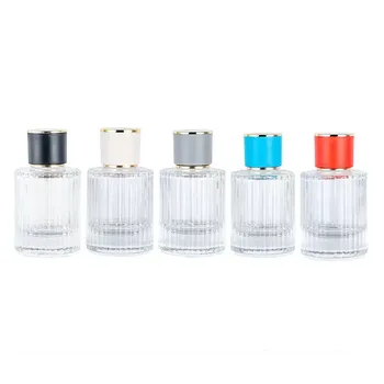 Grade Striped 30ml 100ml Vertical Perfume Glass Bottle Empty Spot Screw Top Pressed Spray Perfume Manufacturer's Product