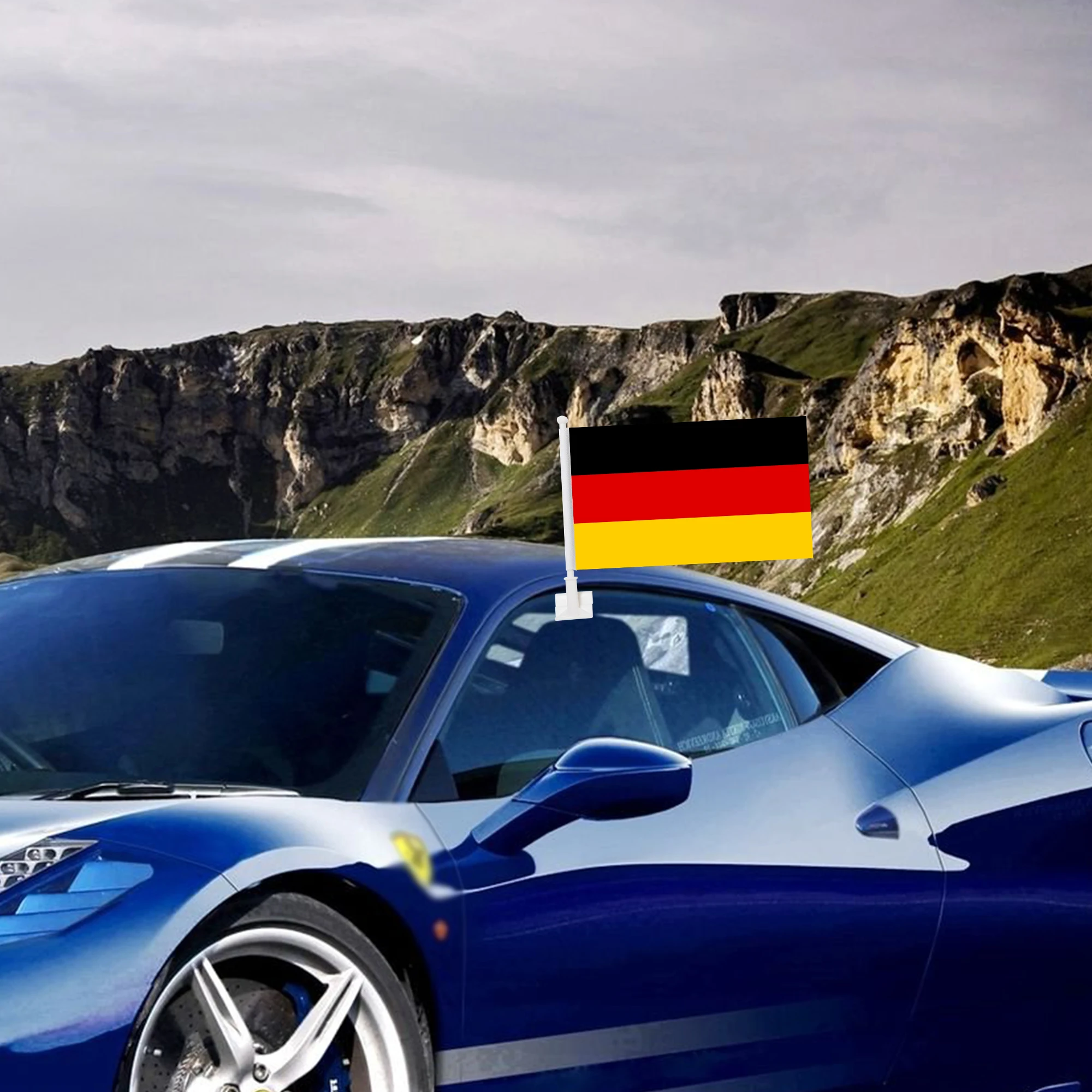 Bandiera Auto Germania 30x45 Cm Con Asta | Idena Bandiera Nazionale Nero-rosso-oro | Per Finestrino Auto, Tifosi Calcio E Sport - 6