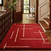 Curved gauze - crisscrossing red paths