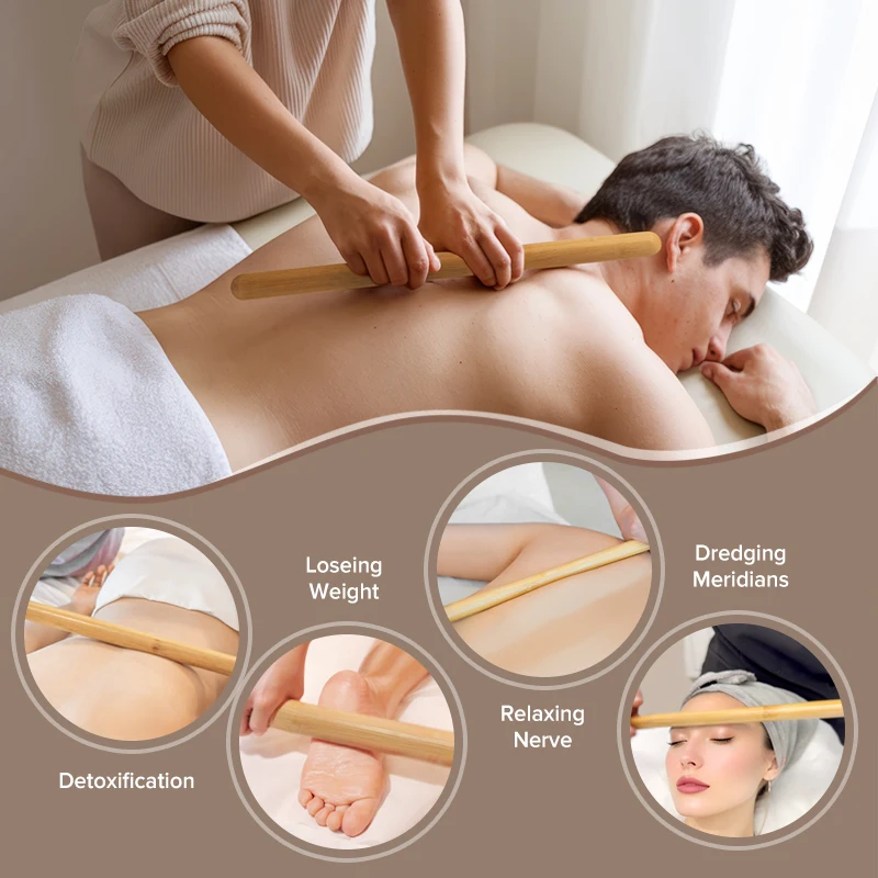 Bambus-Massagetherapie-Set Bambusstab mit Heizbeutel