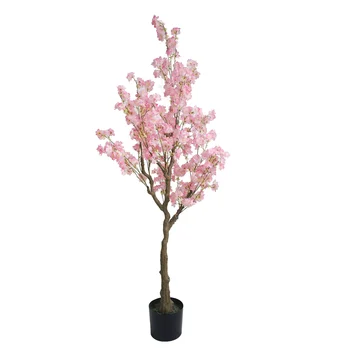 Garden Wedding Decoration Large Plastic Artificial Bonsai Japanese Cherry Blossom Pink Flower Tree