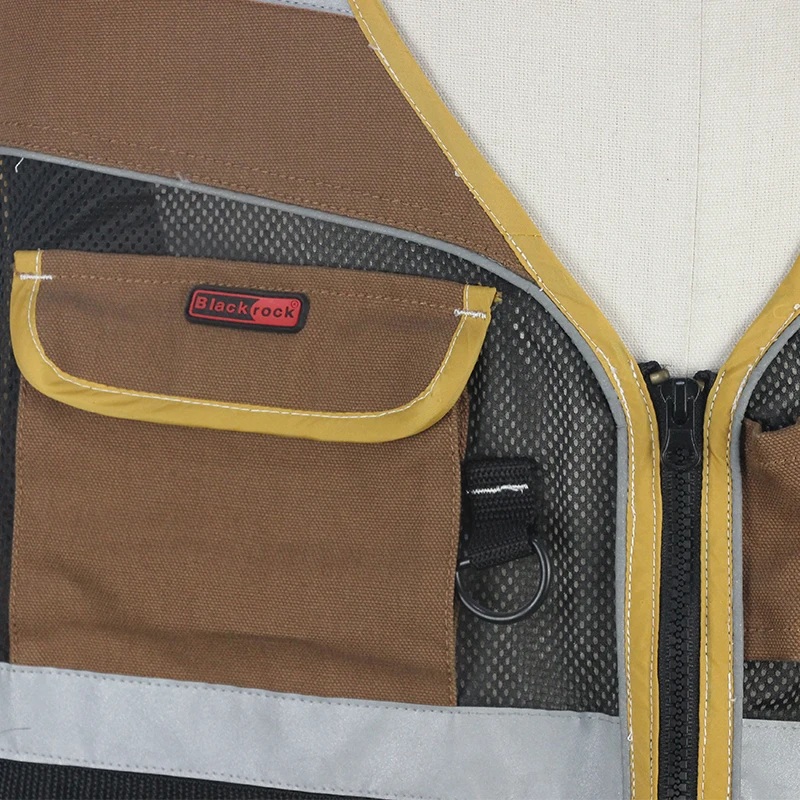
High quality cotton brushed canvas multi-pockets functional safety vest 