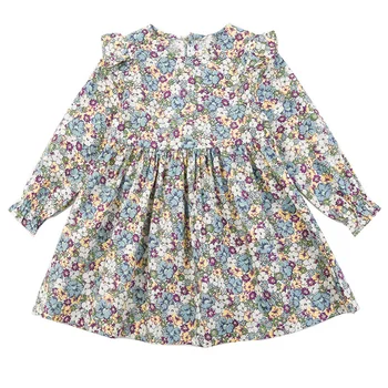 Children's clothing dress spring new fashion cotton country style girl's skirt casual long-sleeved children's sweet dress