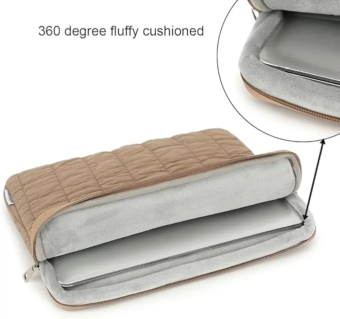 product 360 protective puffy laptop sleeve case bag with muti pockets compatible with 15 inch 156 inch-30