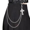 Double-layered cross pendant trouser chain