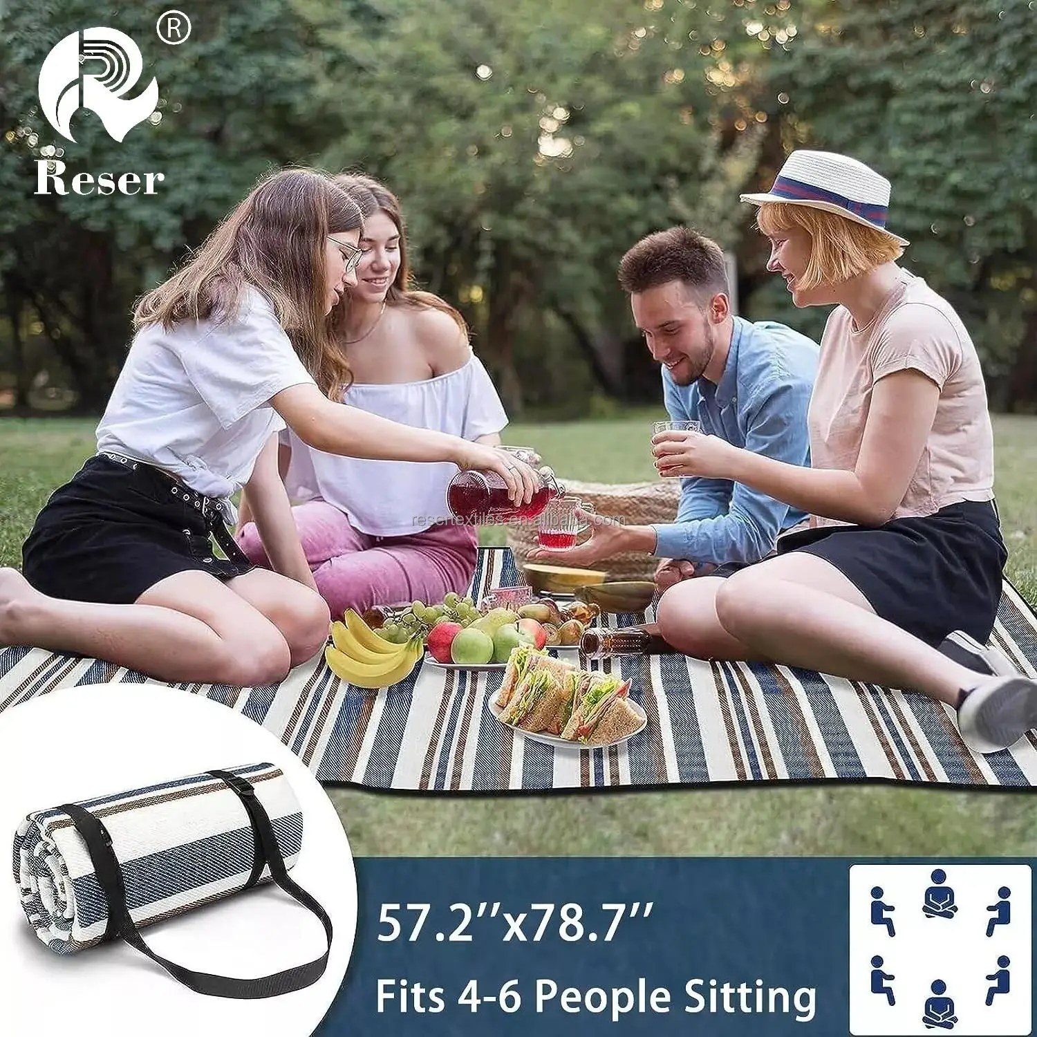 Extra Large 59''x78.7'' Dual-Layer Picnic Mat Waterproof Foldable Blanket for Outdoor Adventures