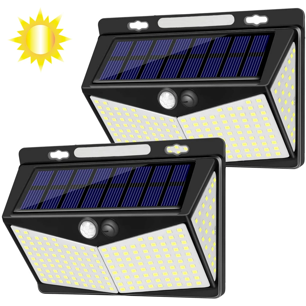 208 LED 3 Modes 270 Degree Wide Angle Solar PIR Motion Sensor solar garden lamp IP65 Waterproof outdoor wall light