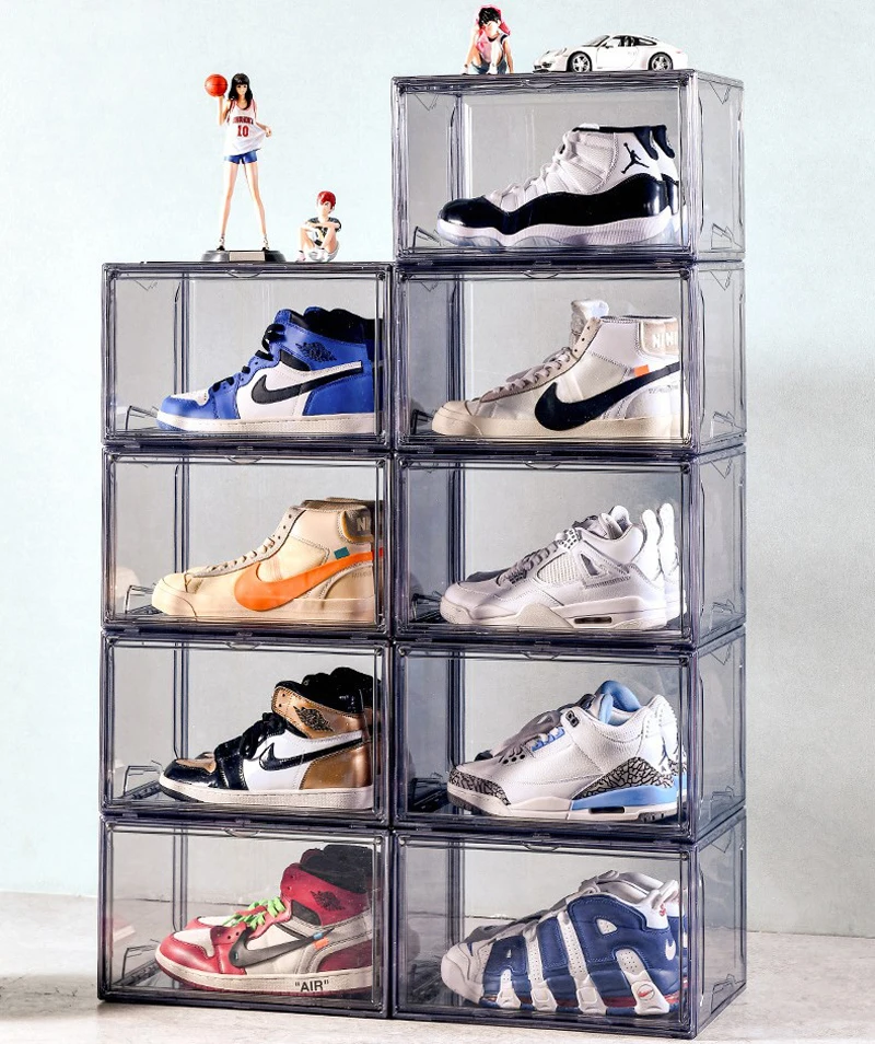 Clear Plastic Shoebox Stackable Sneaker Shoe Storage Boxes Transparent