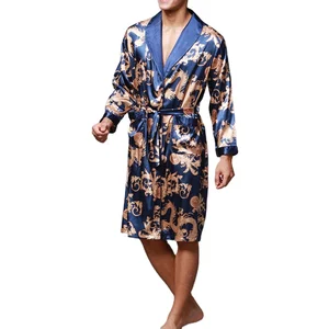 Factory Custom Men's Ribbon Stain Overall Printing Long Sleeve Pajamas for Wholesale