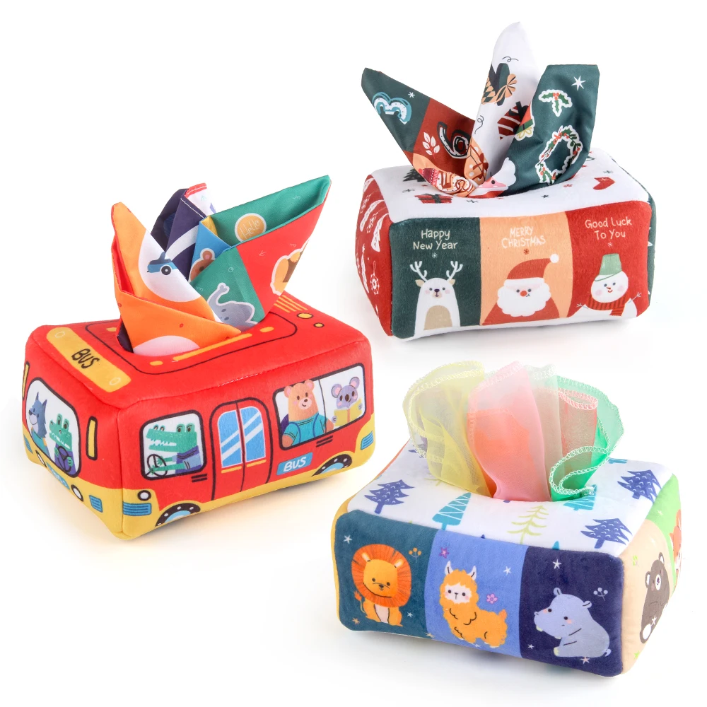 Magic Tissue Box Sensory Busy Pull Along Toddler Baby Tissue Box Toy Sensory Toddles Cloth Books  Toy Busy Box