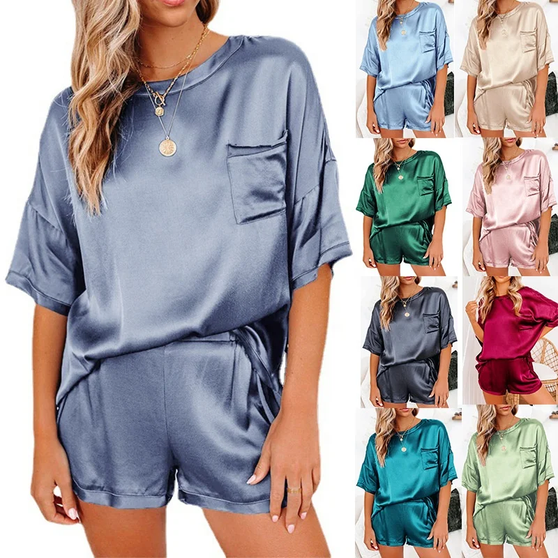 plus size silk pajamas short set