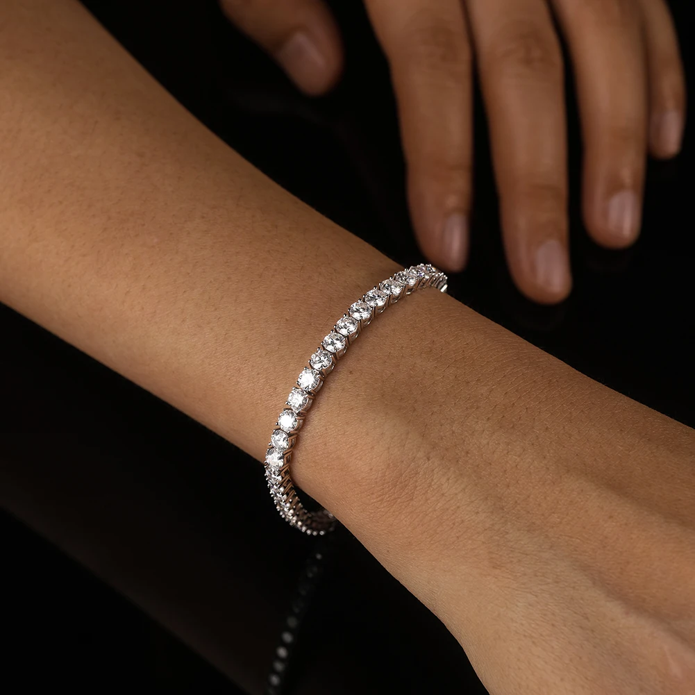 925 Sterling Silver Moissanite Tennis Bracelet For Women