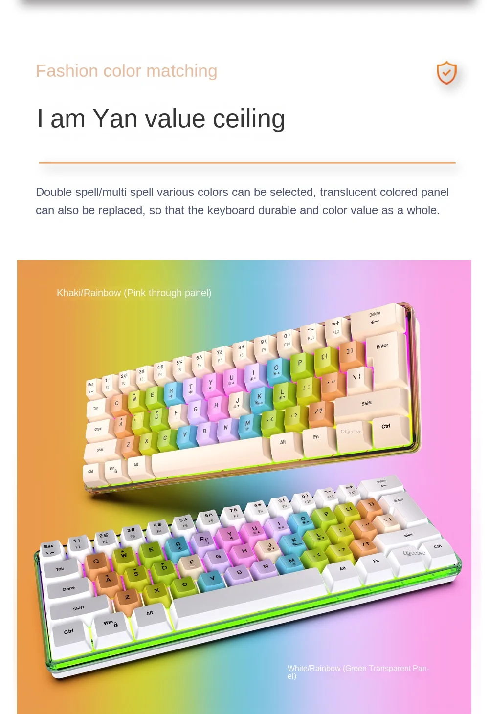 61 Key K401 Color Matching Key Cap Mechanical Feeling Keyboard RGB Lamp ...