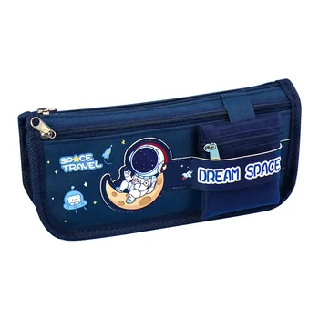 Large capacity canvas pencil bag Multi-functional astronaut stationery bag