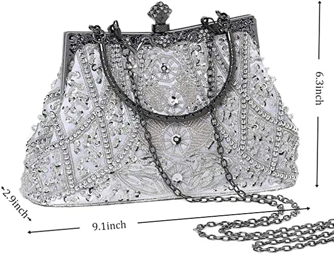 1920s Vintage Beaded Clutch Evening Bags Flapper Handbag Clutch for Women Formal Wedding 1920s Party Accessories