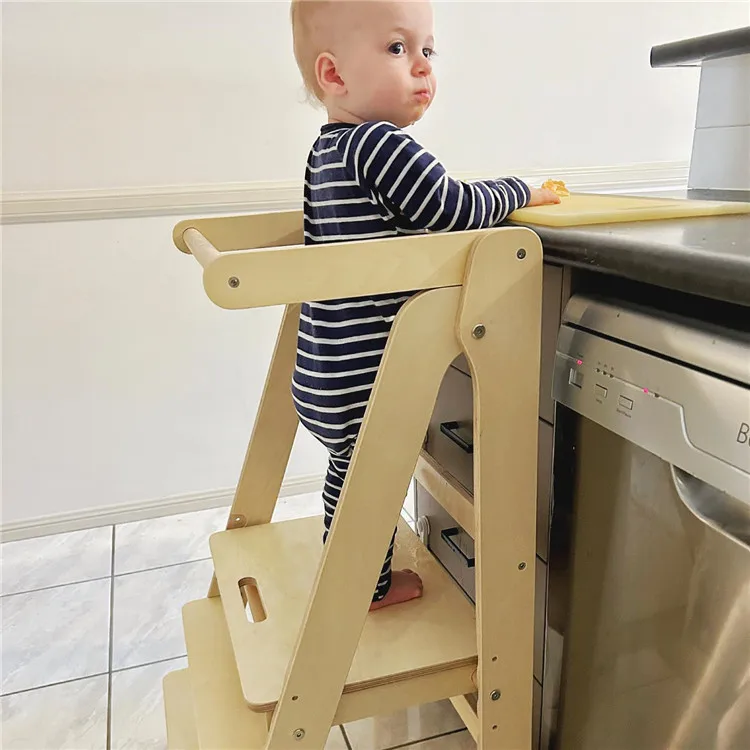 Montessori Folding Tower Learning Step Stool Toddler Kitchen Helper ...