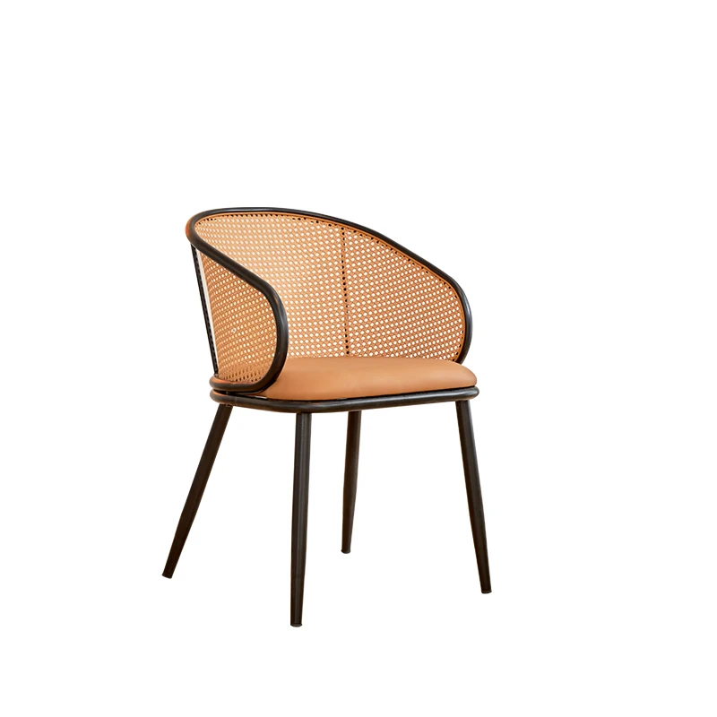 Wood Rattan Back Chair Rattan Chair Metal Legs Rattan Dining Chair For