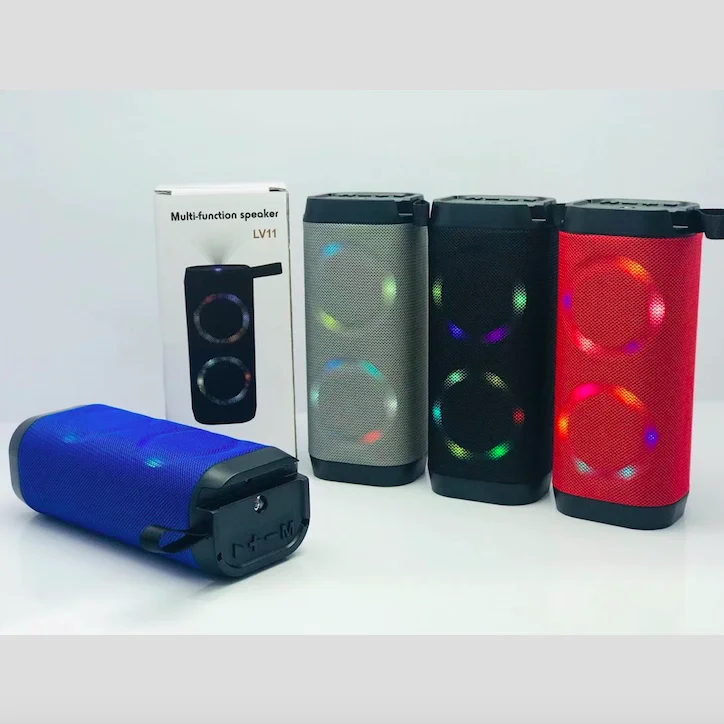New Arrival Colorful LED Light BT Speaker LV11 Wireless Portable Speaker Support FM USB Aux Outdoor Speaker