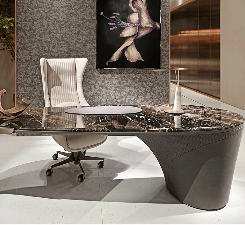 Italian Design Office Desk - Luxury Modern Marble Top