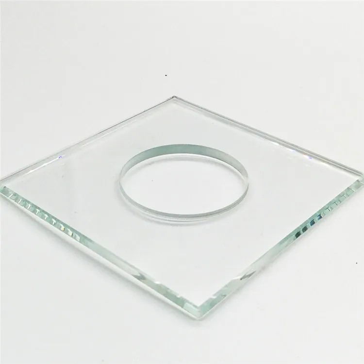 Custom Factory Tempered Glass Panel with Square & Holes Transparent Flat Pattern Fine Grinding Edge Deep Processing Glass Sheet