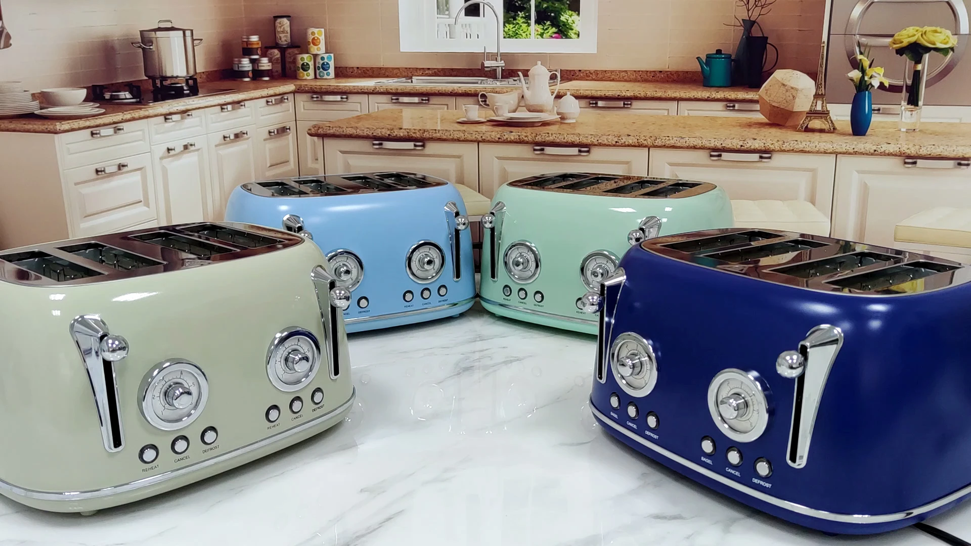 2023 Hot Sale Electric Bread Toaster Automatic Stainless Steel Electric Toaster 4 Slice Retro Toaster