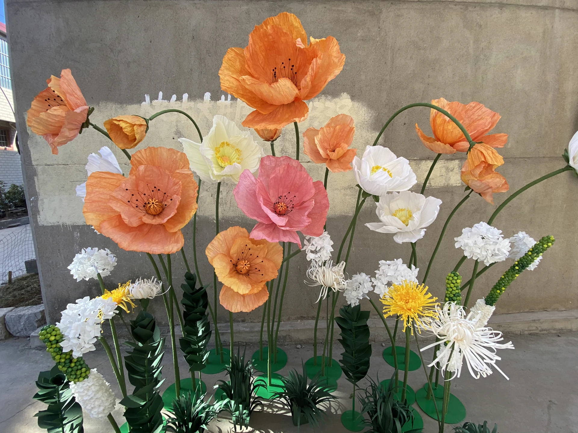 J-031 Customized Red and Orange Color Giant Paper Poppies
