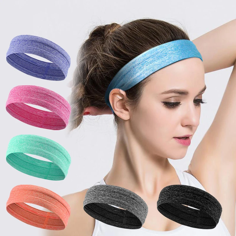 Anti-Slip Sports Headband - Moisture Wicking, Wide Elastic Hairband For Yoga, Running, Fitness (Polyester, One Size)