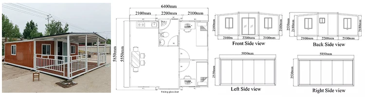 Modern Folding Houses Expandable Foldable And Portable 20ft Prefabricated Sandwich Panel 8339