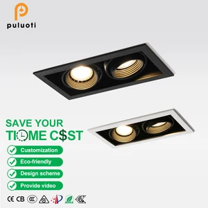 Modern MR16 GU10 LED Recessed Downlight Double Head 189*93mm Spotlight Aluminum Body Square Rectangular Pot Lights Living Room