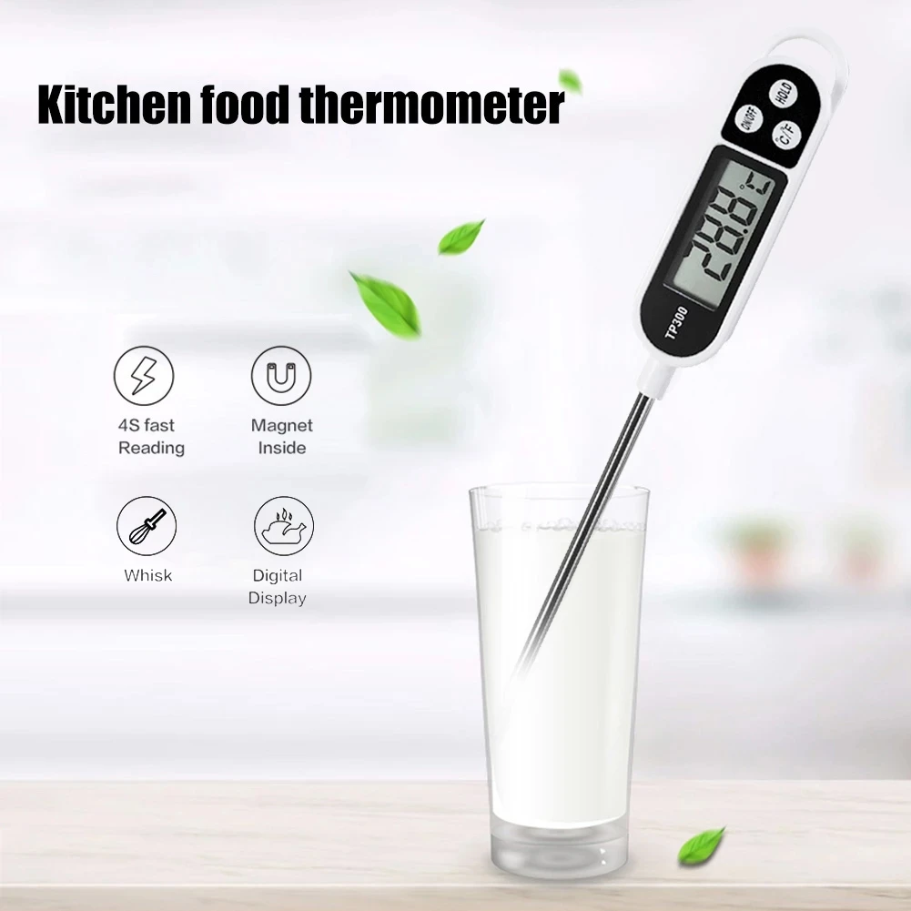 Kitchen Thermometer, LCD Display Meat Thermometer Small Error High  Stability Stainless Steel Probe Memory Function Digital For Kitchen For  Grilling 