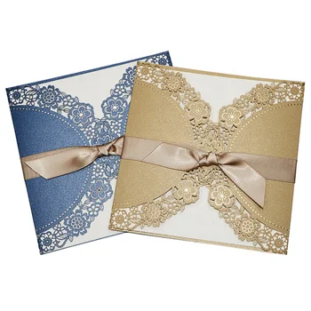 Latest gold custom luxury laser cut wedding invitations golden lasercut wedding invitation cards