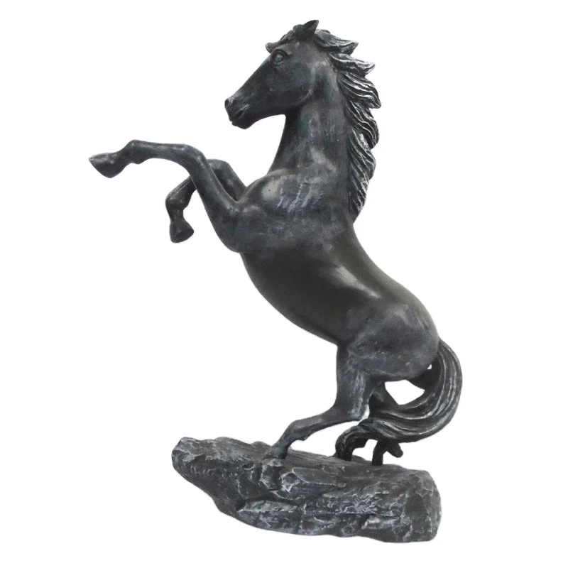 Black Life Size Horse Statue Figurine Resin