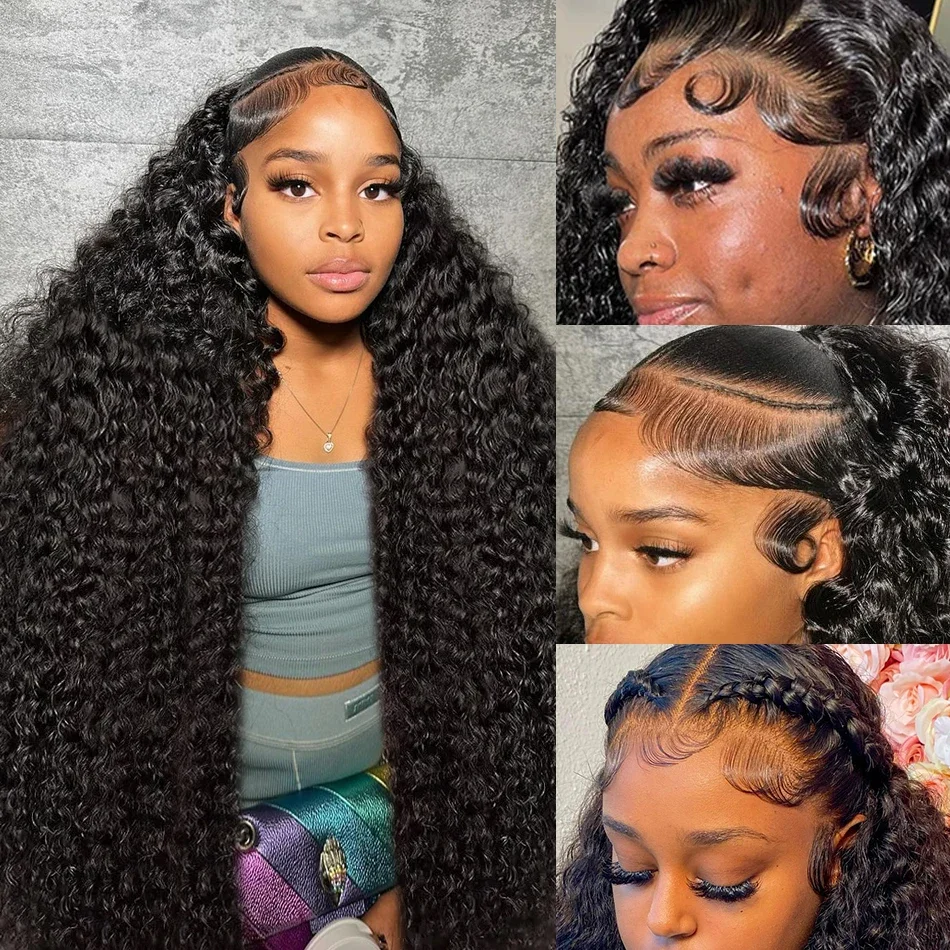 250 % Dichte, lockere, tief gewellte Lace-Frontal-Perücke, brasilianisches Remy-Echthaar, lockige Lace-Front-Perücke für Frauen_voghion.com