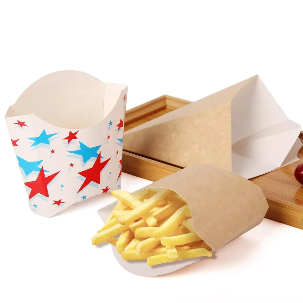 Focalmotors 20PCS Disposable Fast Food Fries Packing Box/French Fry Box  Takeaway Packaging Box, S
